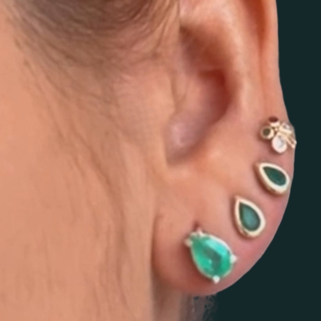 Esmeralda en Corte Lagrima en Plata 950